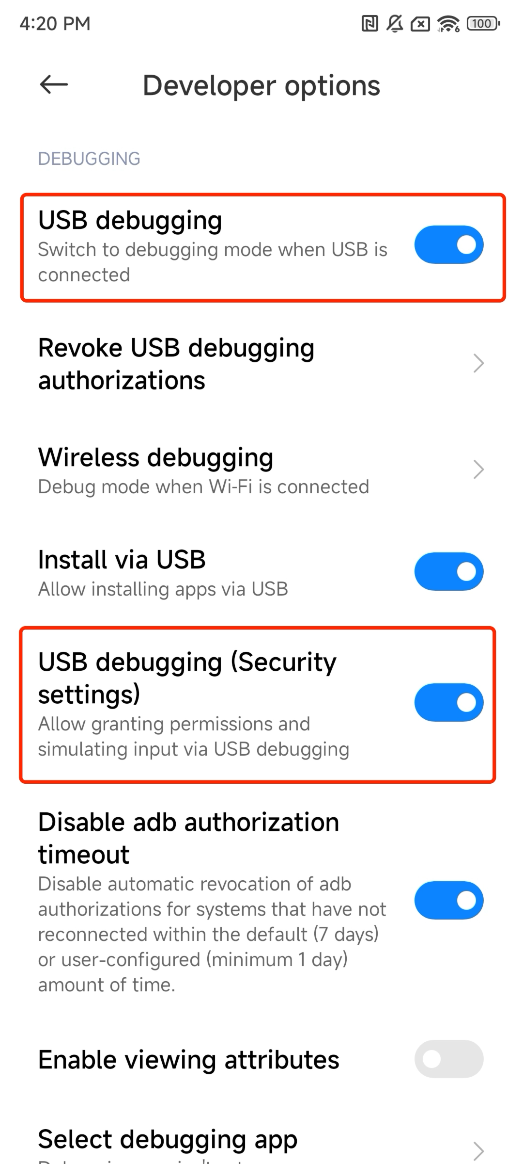 android usb debug